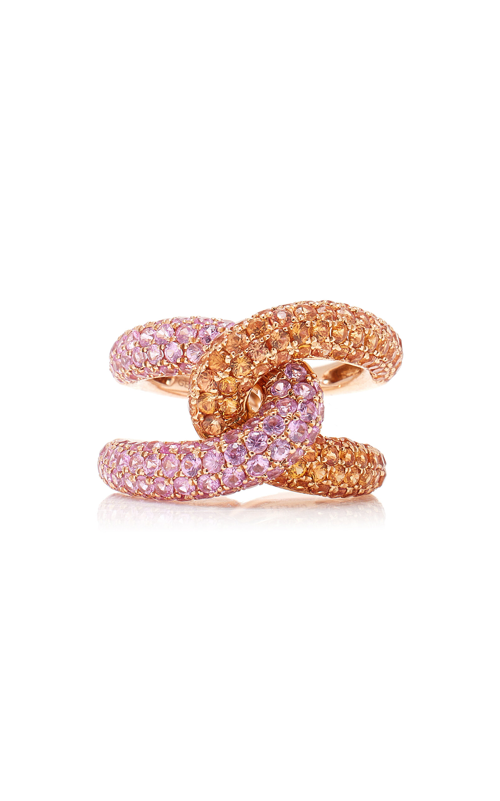 Shop Gemella Jewels Intertwin 18k Rose Gold Sapphire Ring In Multi