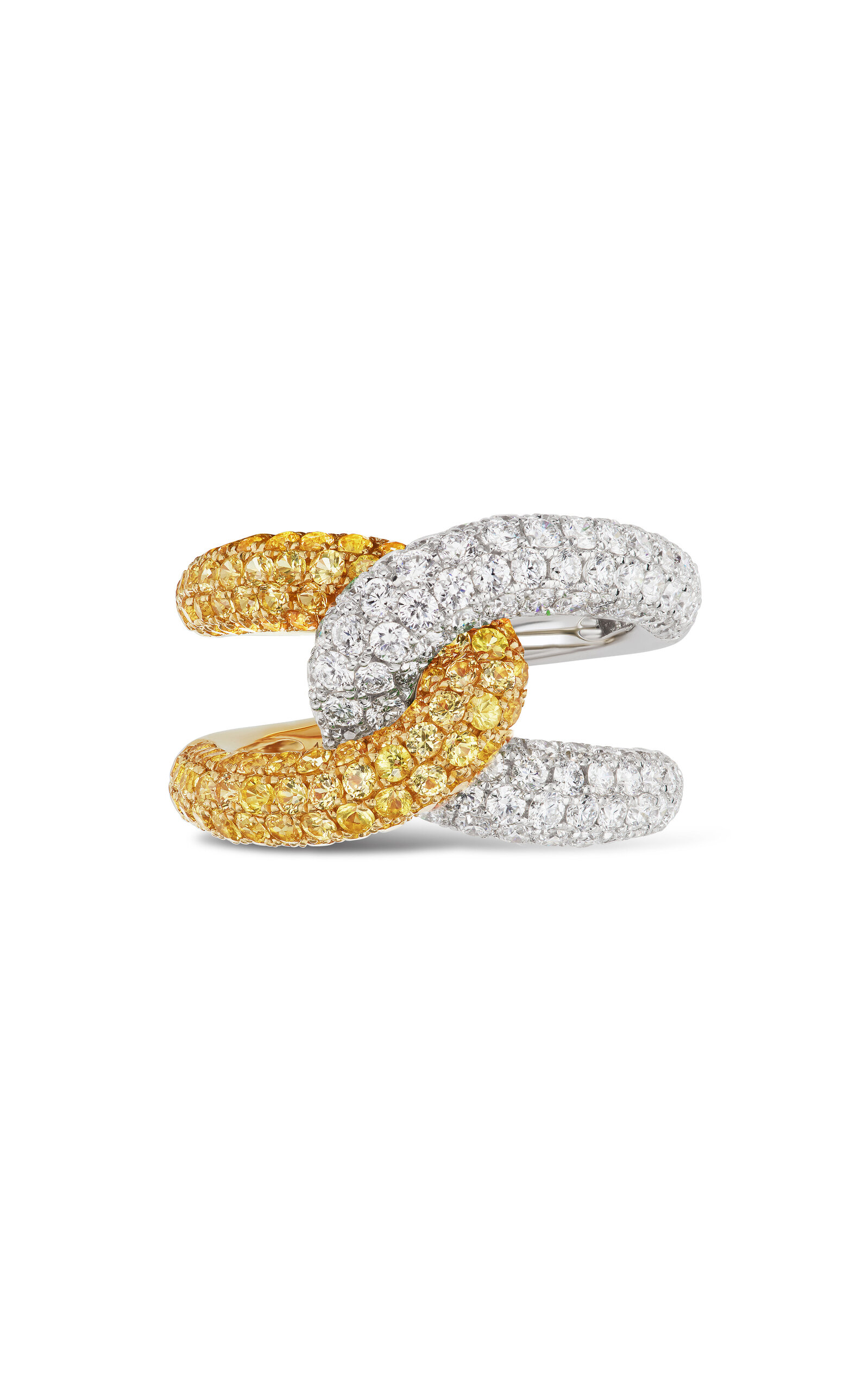 Shop Gemella Jewels Intertwin 18k Gold Diamond; Sapphire Ring In Yellow