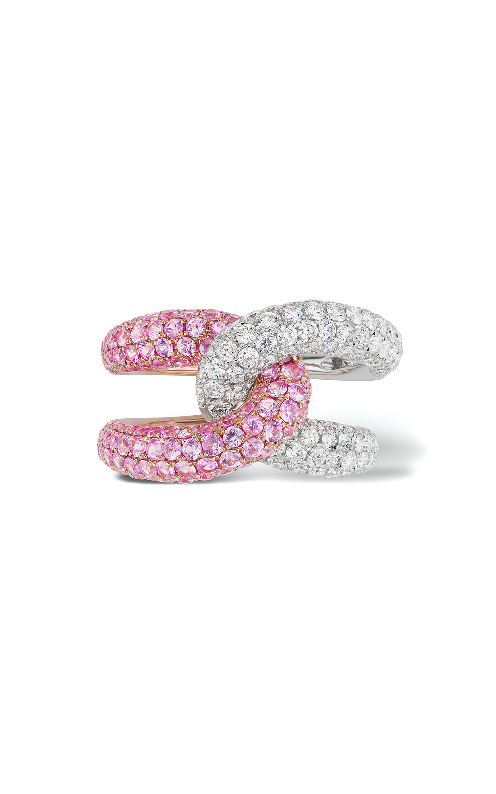 Shop Gemella Jewels Intertwin 18k Gold Diamond; Sapphire Ring In Pink