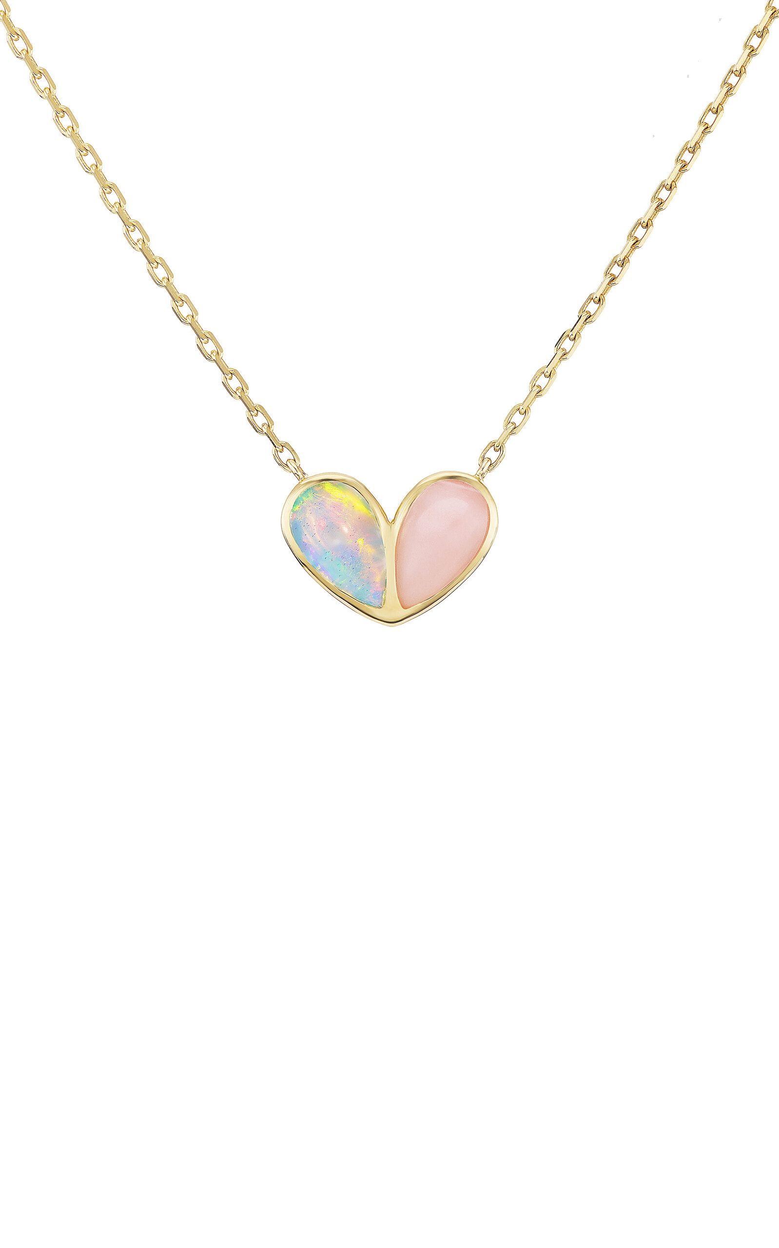 Shop Gemella Jewels Jumbo Sweetheart 18k Yellow Gold Opal Necklace In Multi