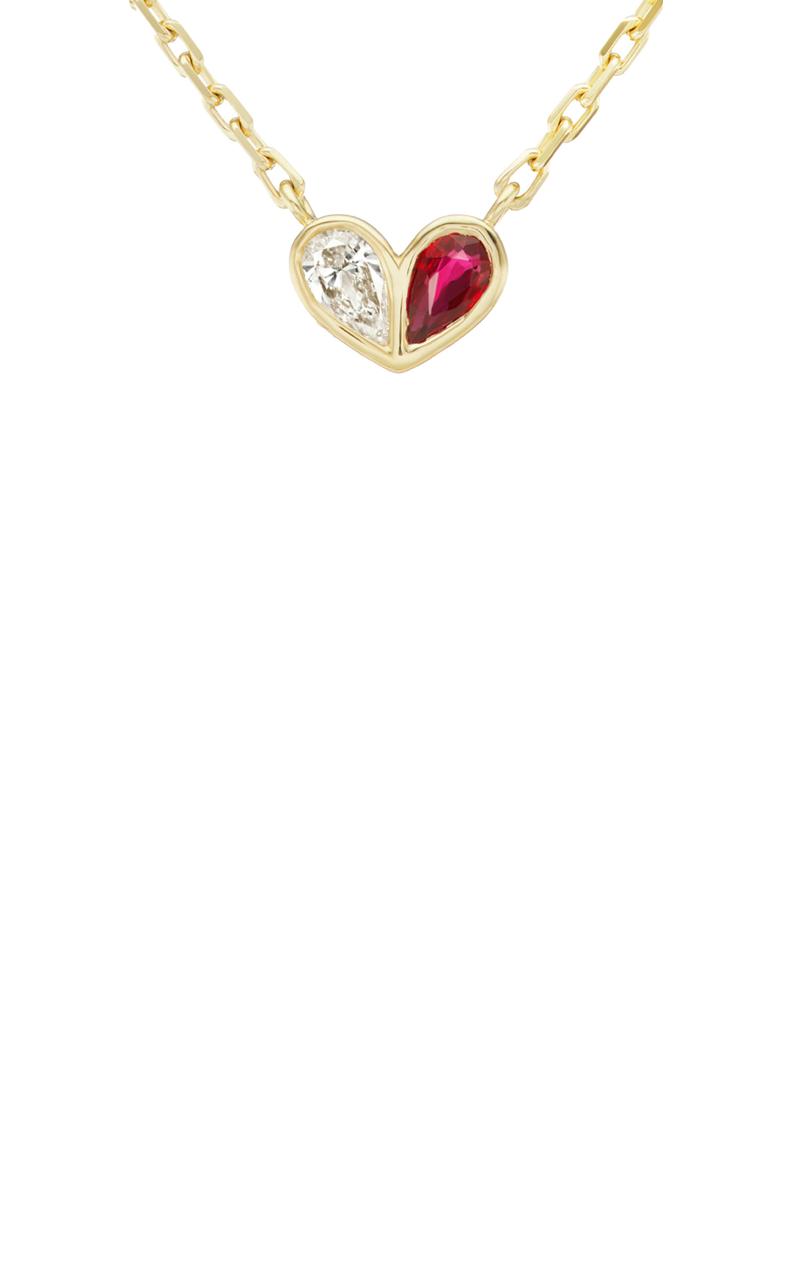 Sweetheart 18K Yellow Gold Diamond; Ruby Necklace