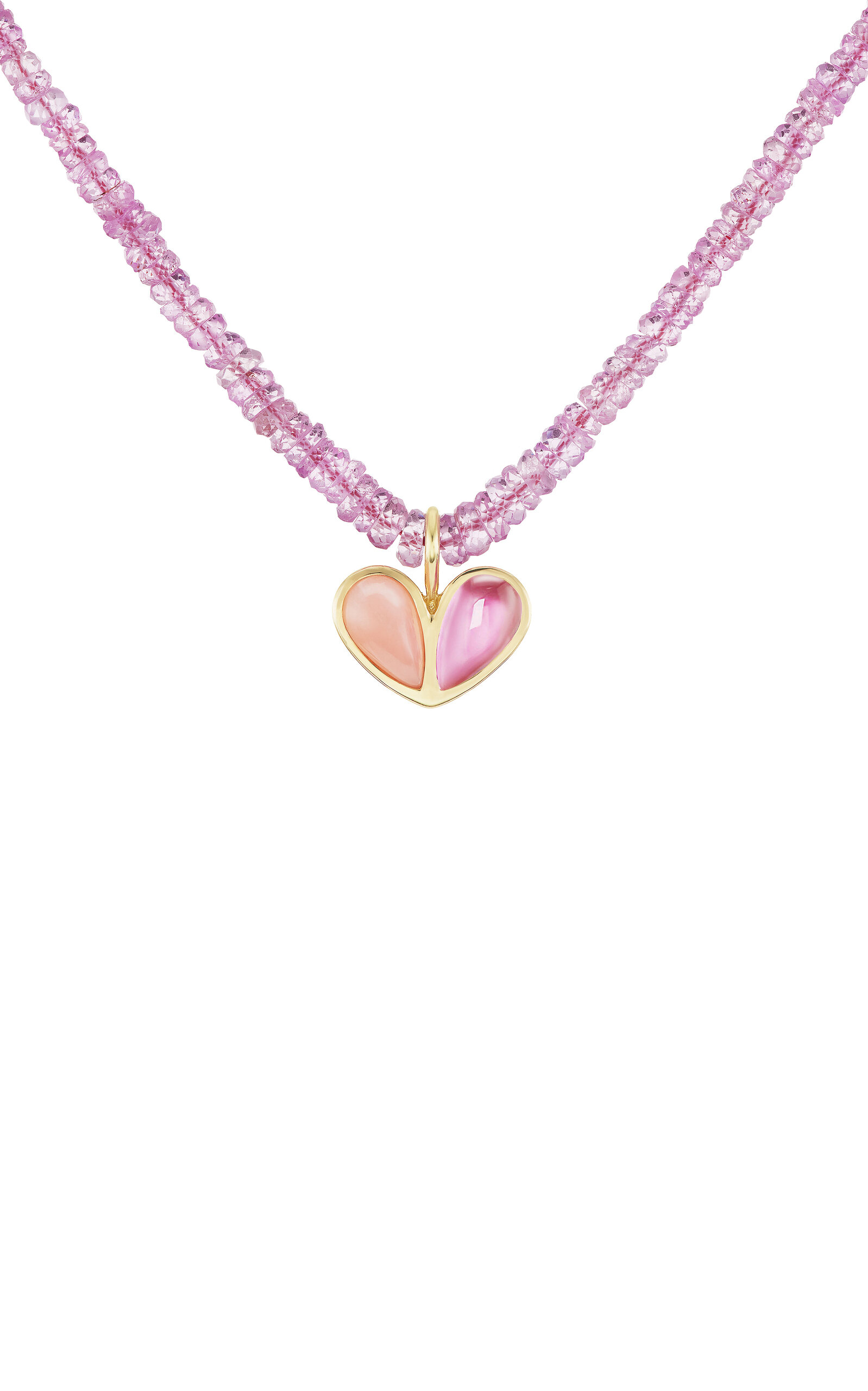 Shop Gemella Jewels Sweetheart 18k Yellow Gold Opal; Sapphire Beaded Necklace In Pink