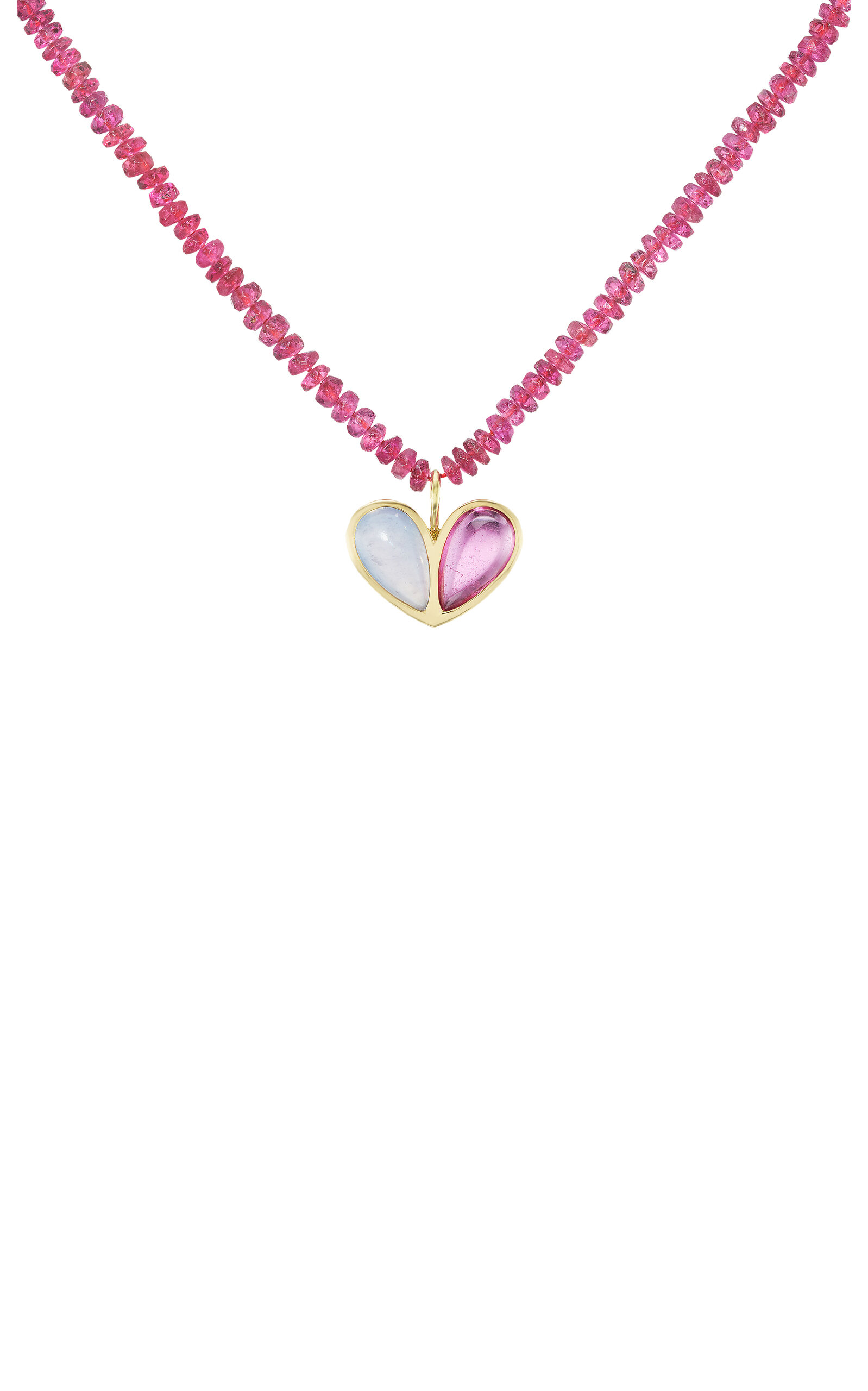 Shop Gemella Jewels Sweetheart 18k Yellow Gold Chalcedony; Rubelite Beaded Necklace In Pink