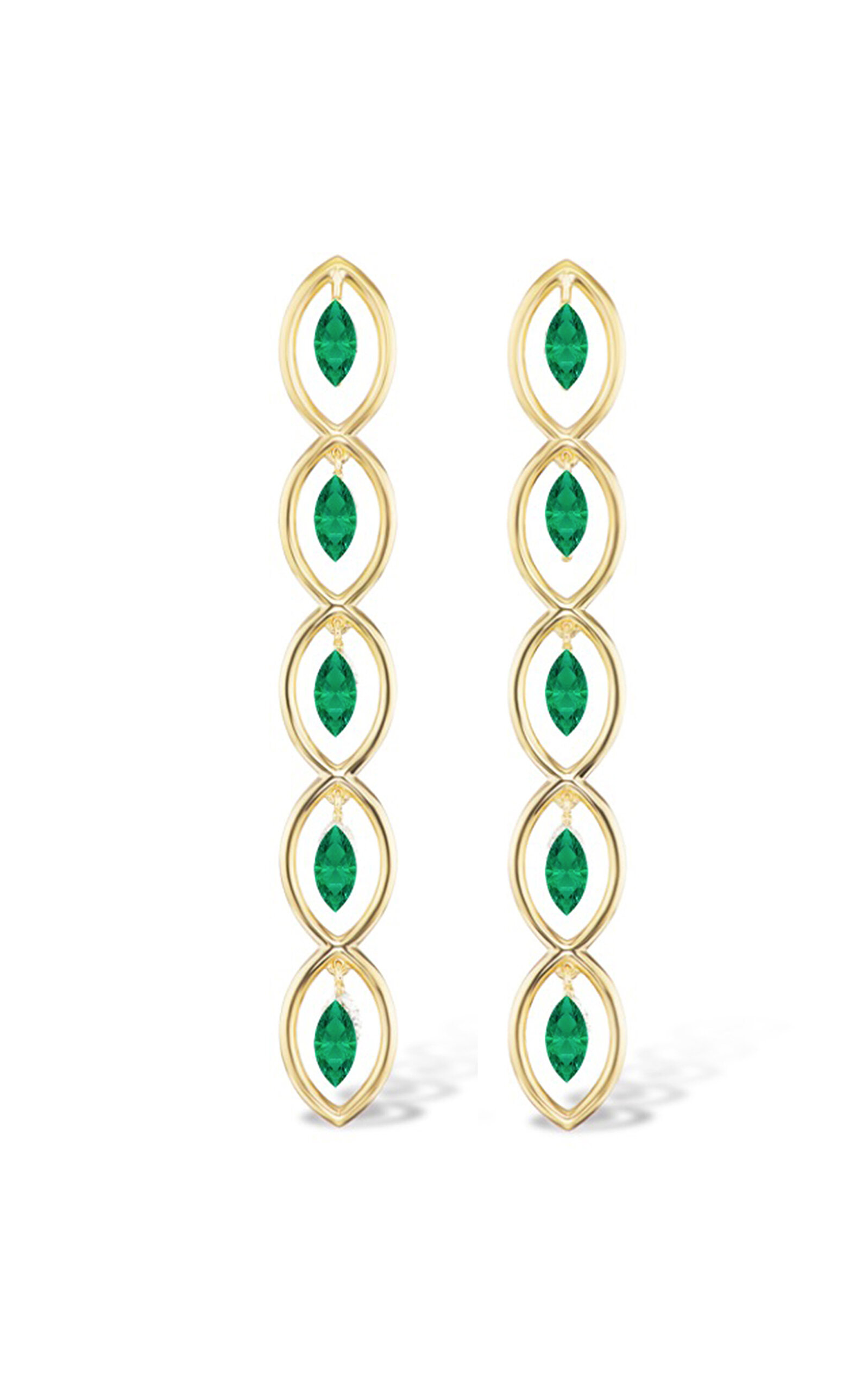 Shop Gemella Jewels Qui Qui 18k Yellow Gold Emerald Earrings In Green
