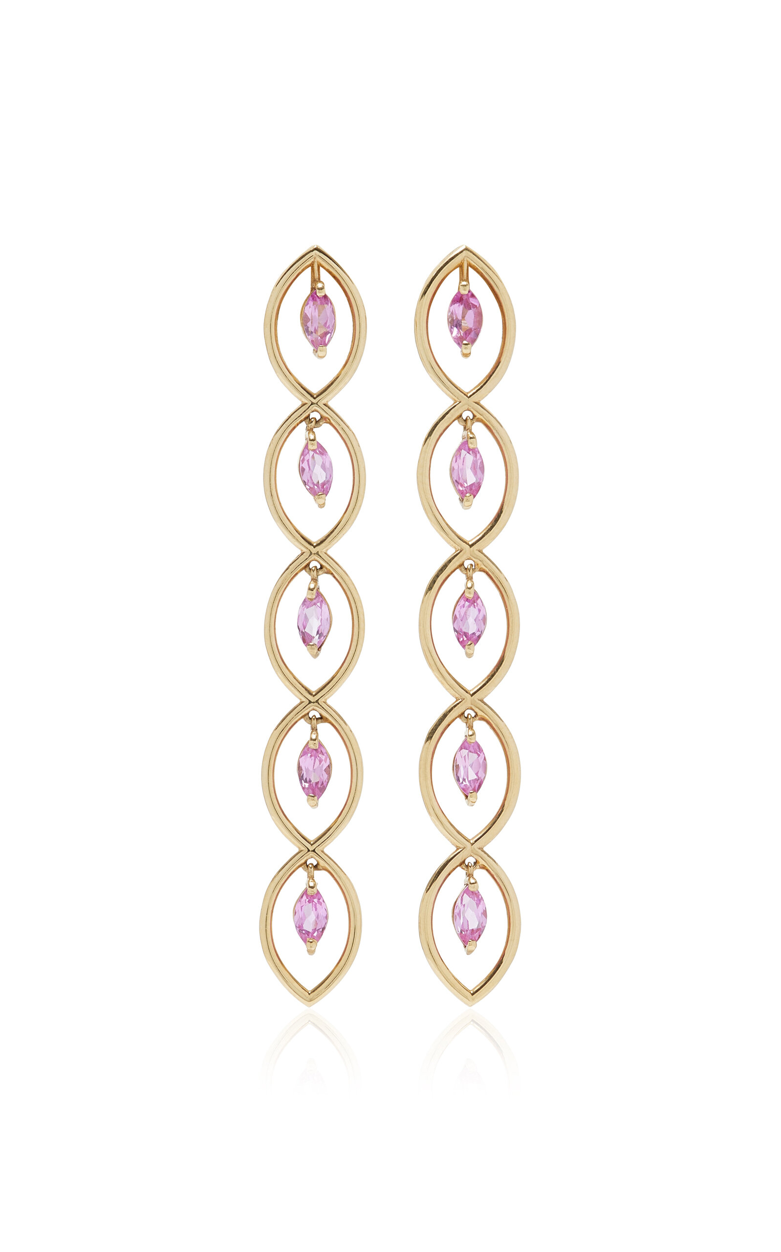 Shop Gemella Jewels Qui Qui 18k Yellow Gold Sapphire Earrings In Pink
