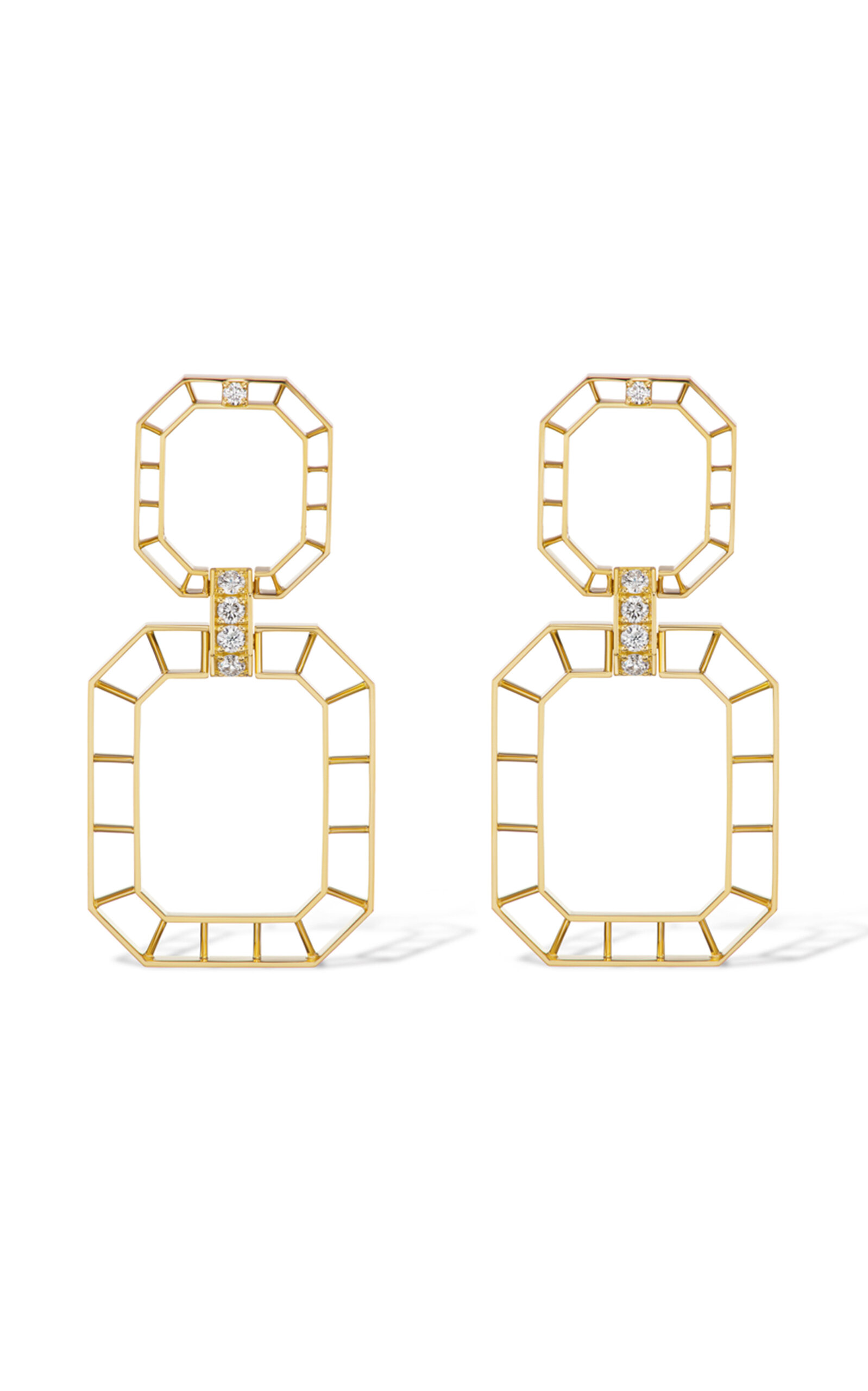 Skeleton 18K Yellow Gold Diamond Earrings
