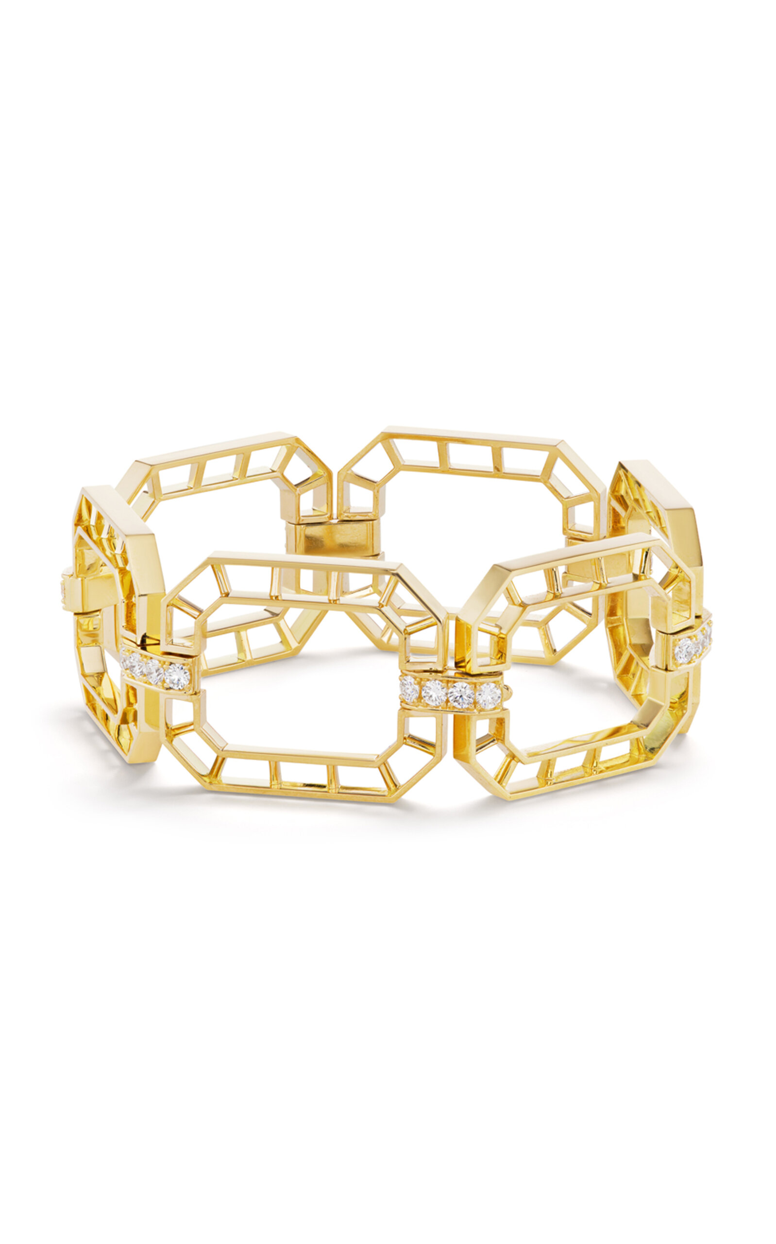 Shop Gemella Jewels 18k Yellow Gold Diamond Link Bracelet