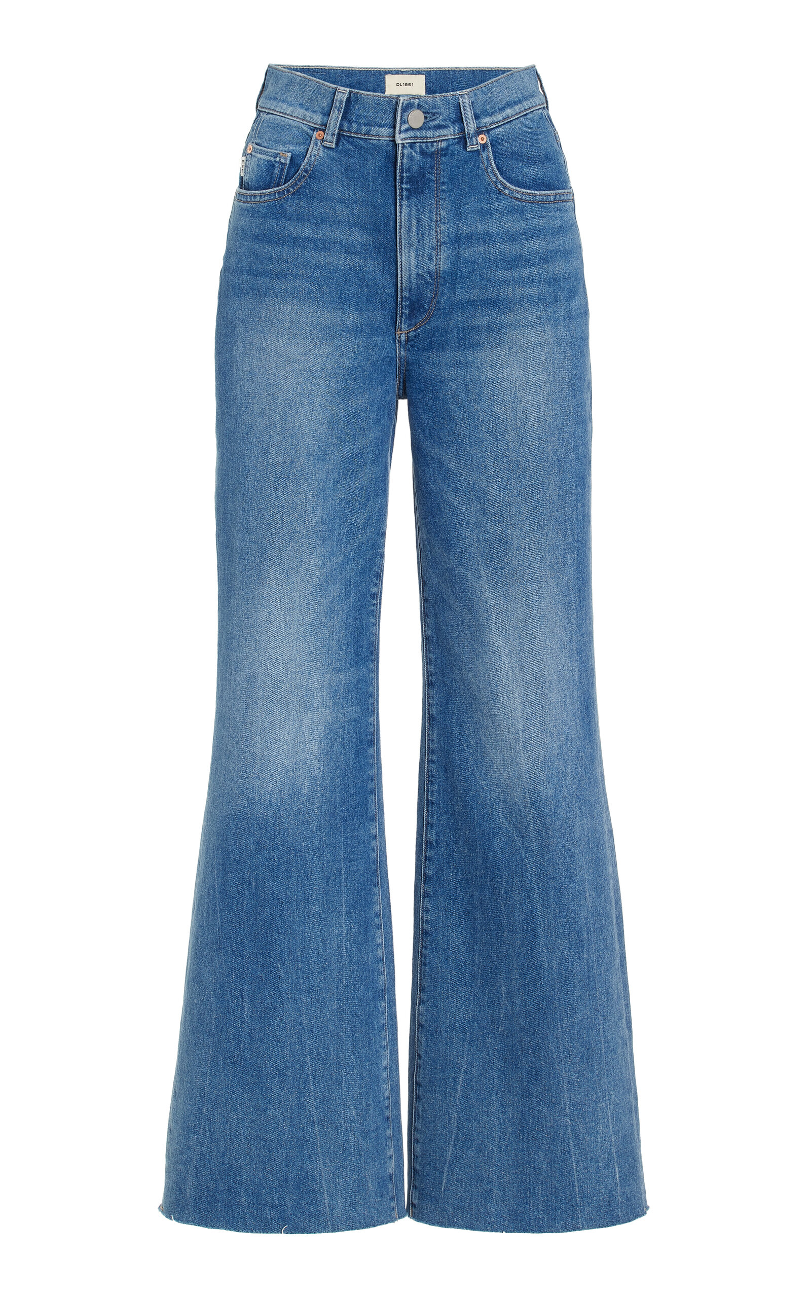 Shop Dl1961 Hepburn Stretch High-rise Wide-leg Jeans In Royal Blue