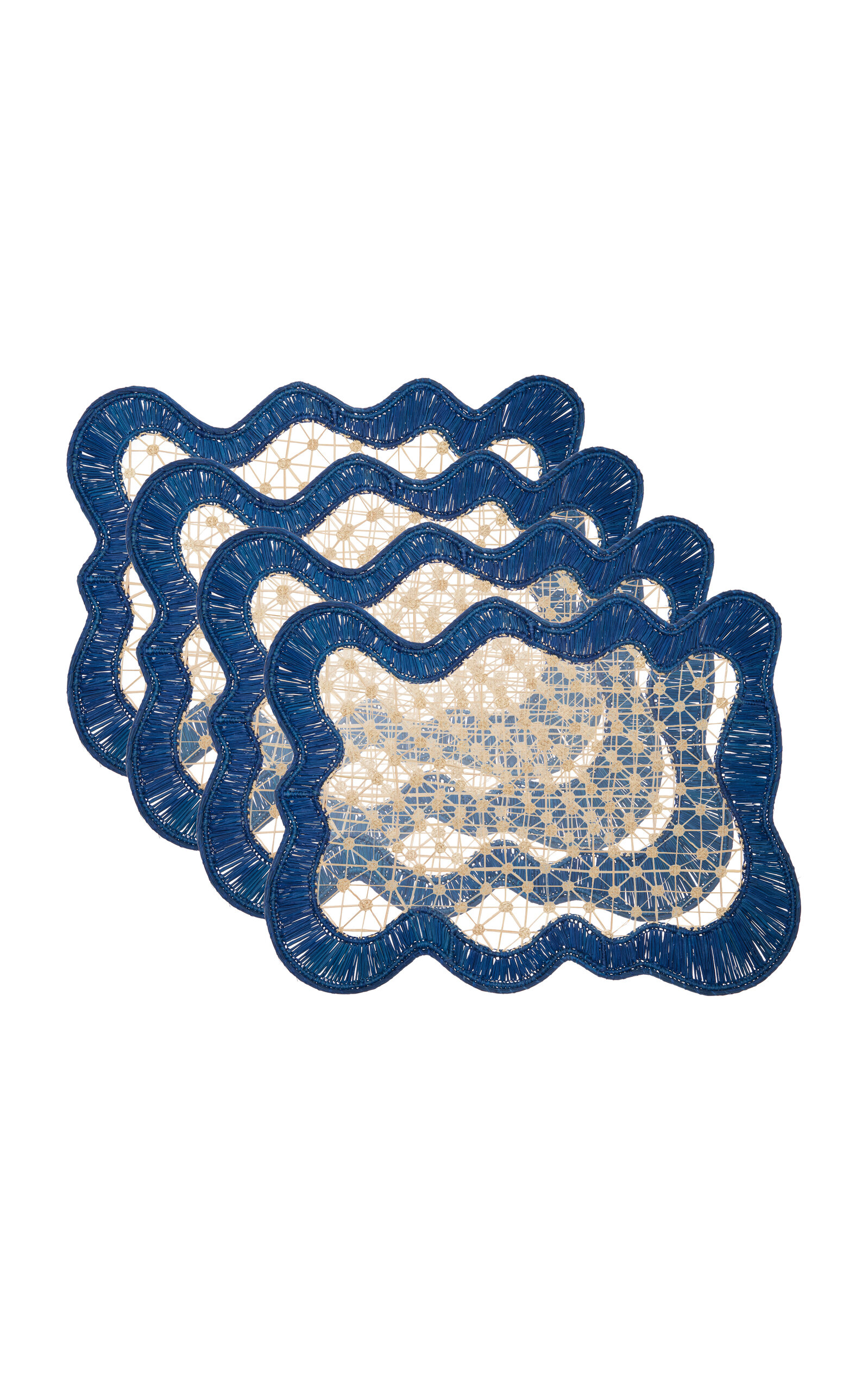 Shop Moda Domus Set-of-four Pollera Wicker Placemats In Blue