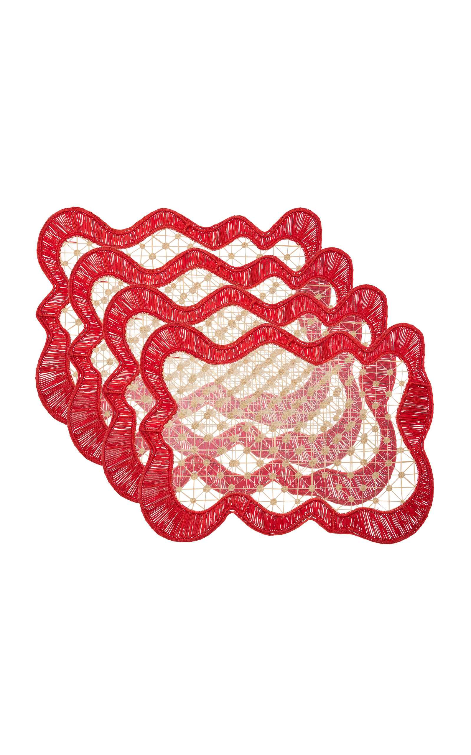 Shop Moda Domus Set-of-four Pollera Raffia Placemats In Red