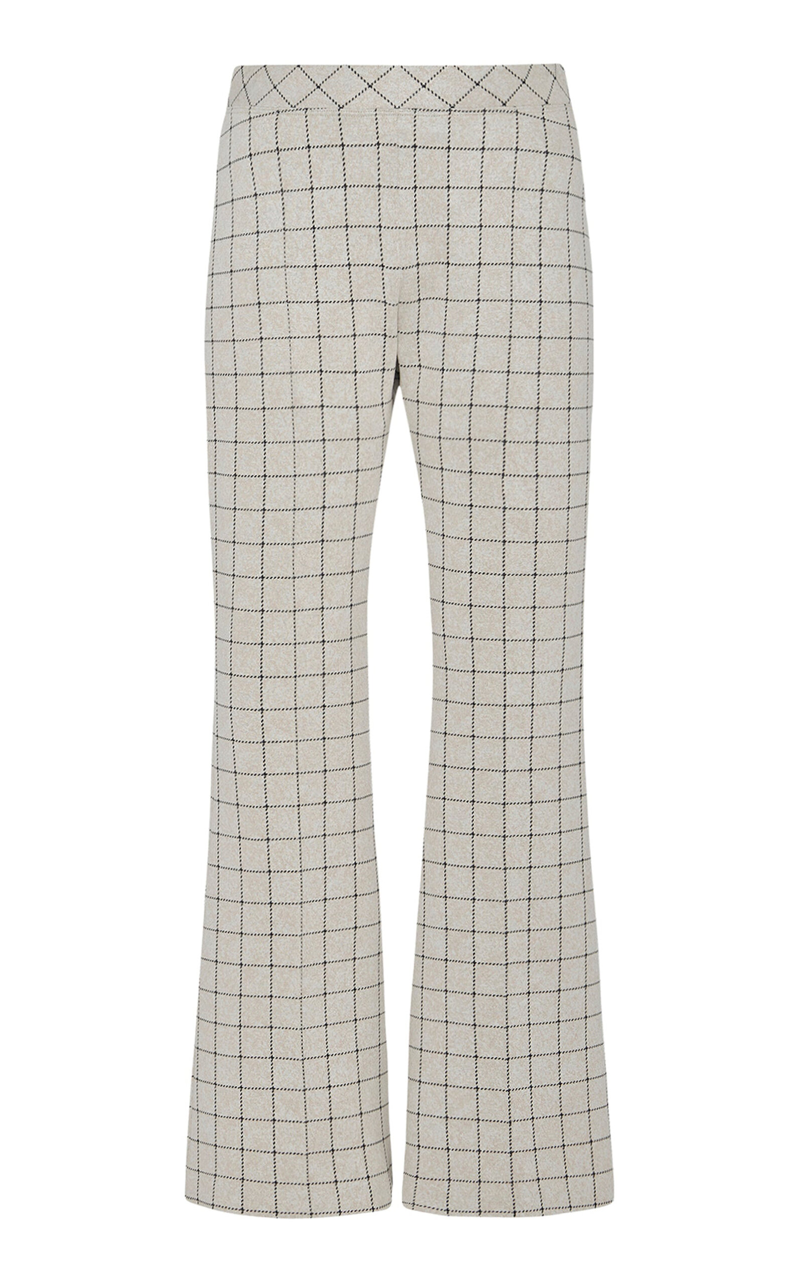 Shop Rosetta Getty Windowpane-jacquard Cropped Flared Pants In Multi