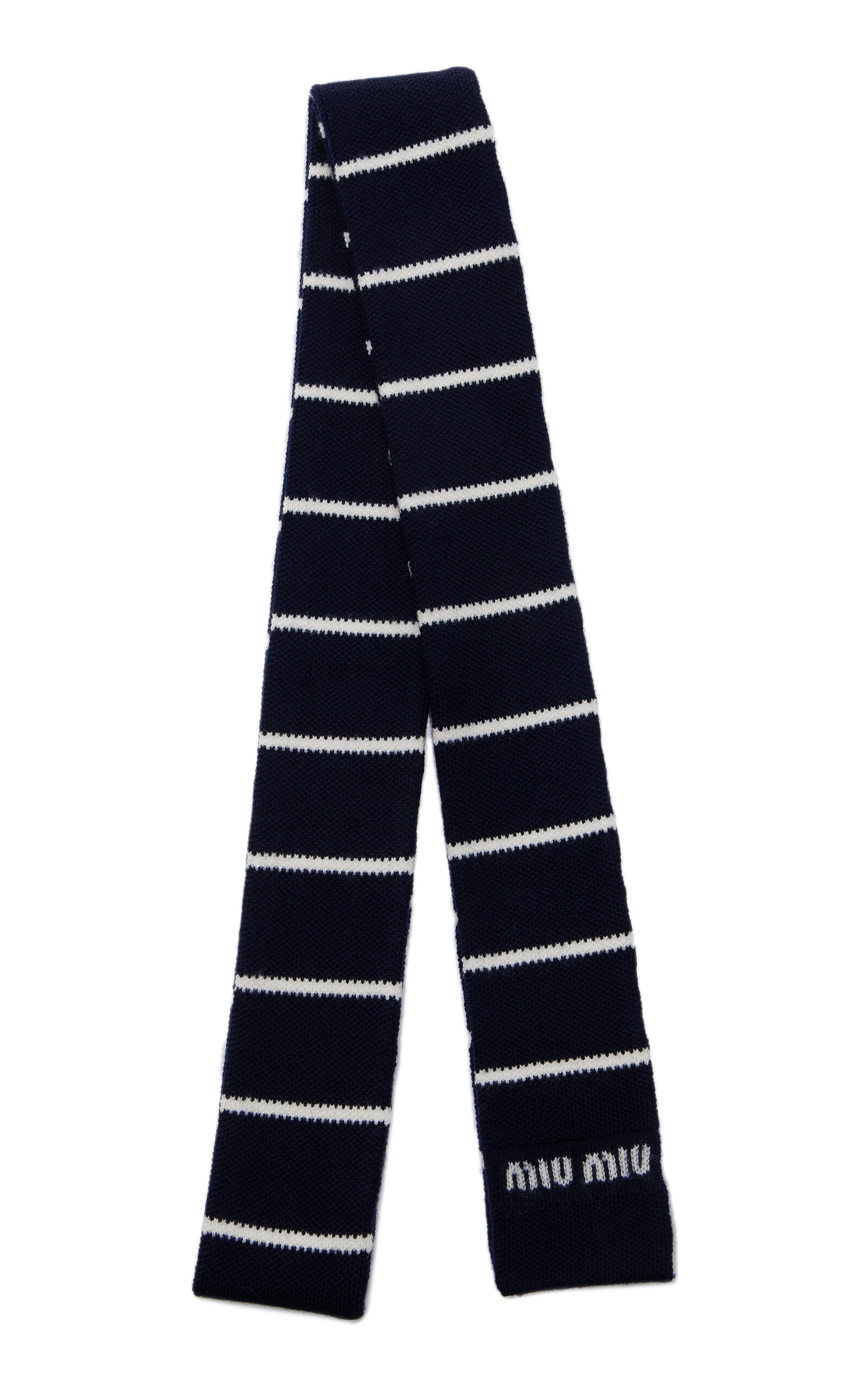 Miu Miu Striped Wool Scarf - Navy - OS