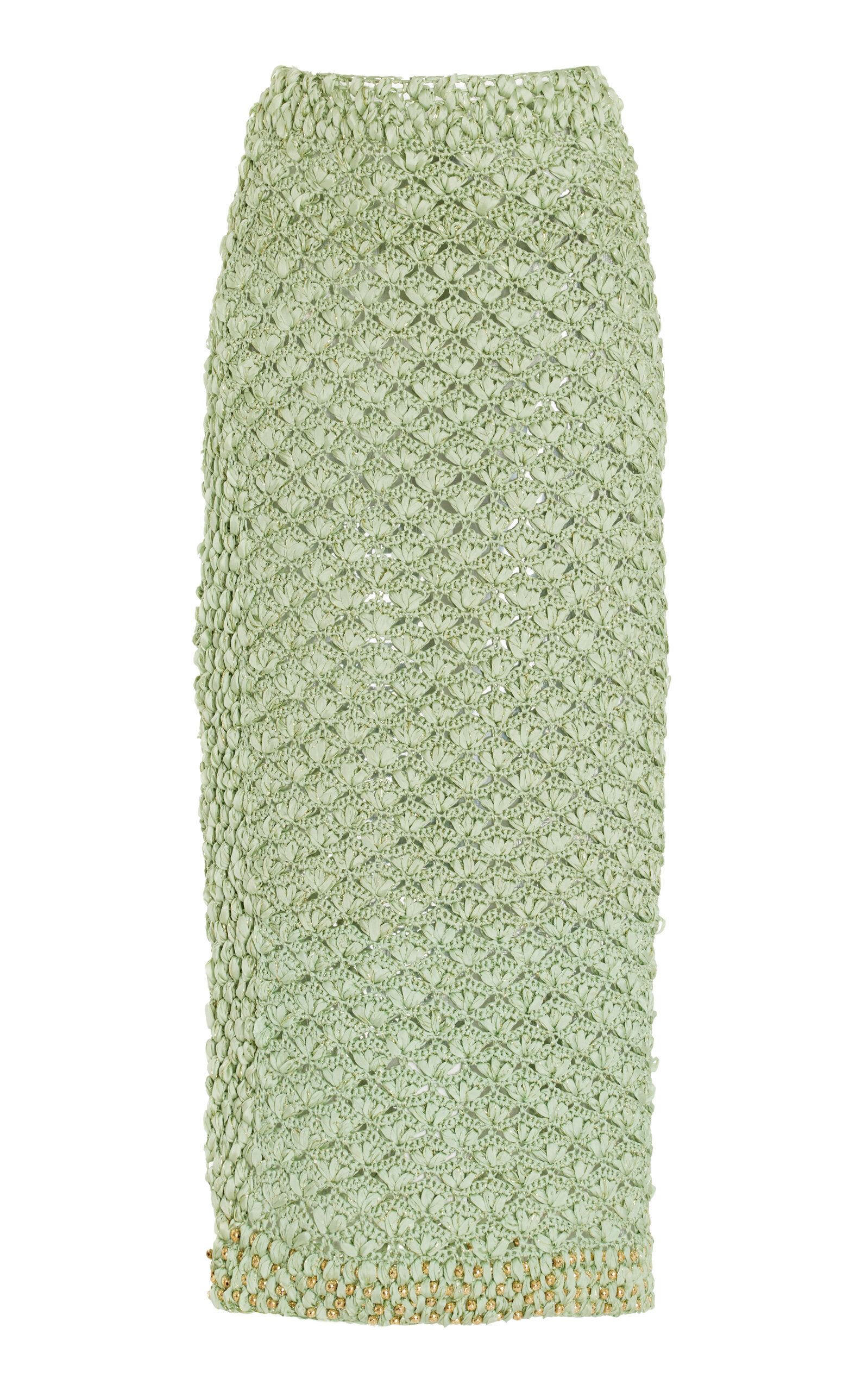 Wiederhoeft Crochet Silk Pencil Maxi Skirt - Green
