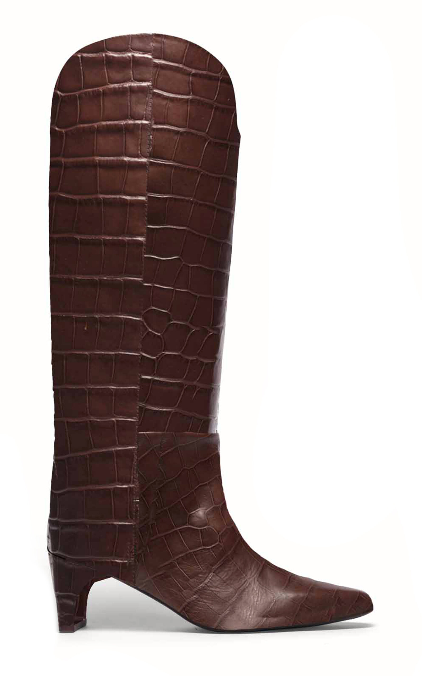 Shop Freda Salvador Lennox Croc-effect Leather Boots In Brown