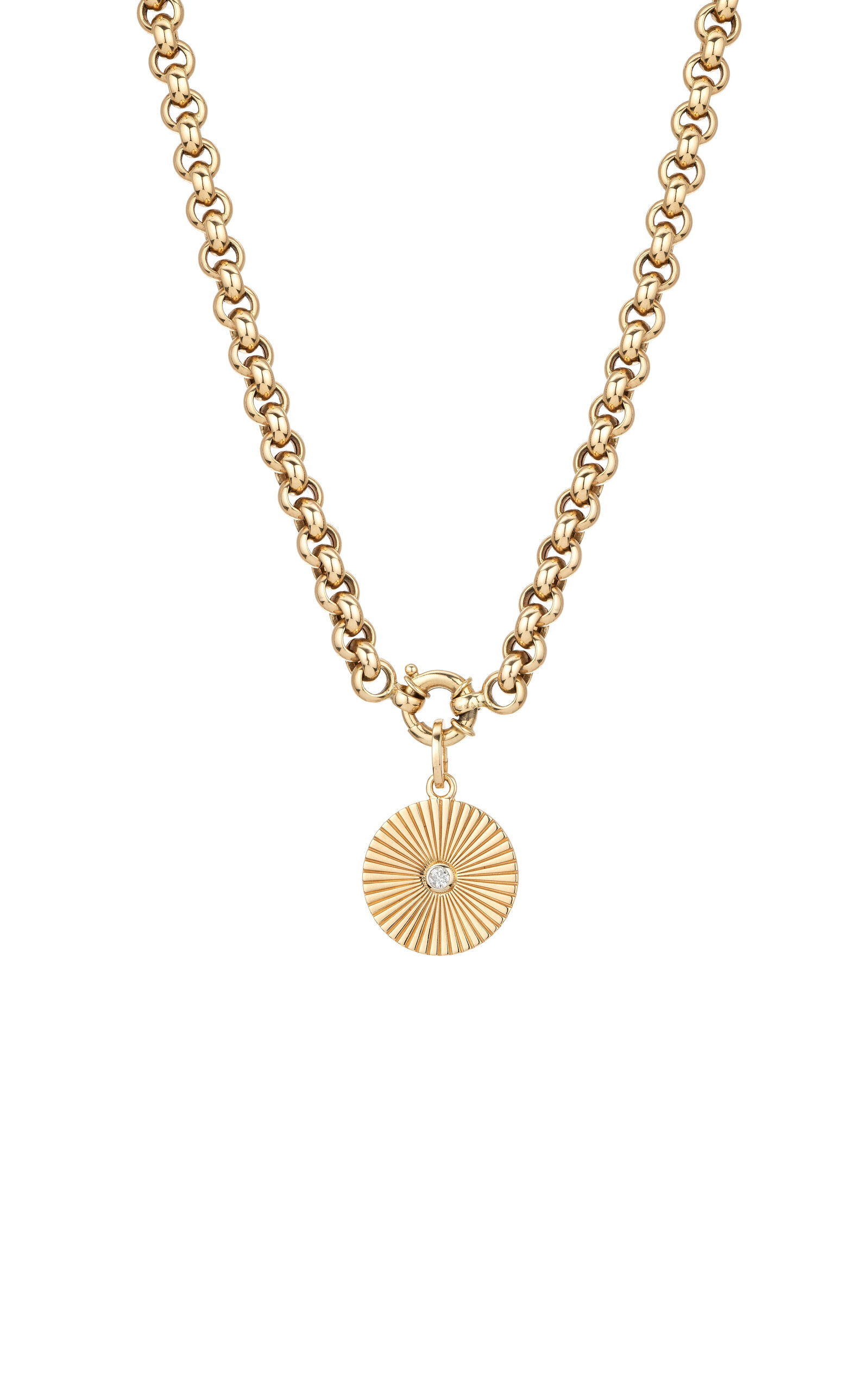 Adina Reyter Diamond Rays Chunky Rolo Chain Necklace In Gold
