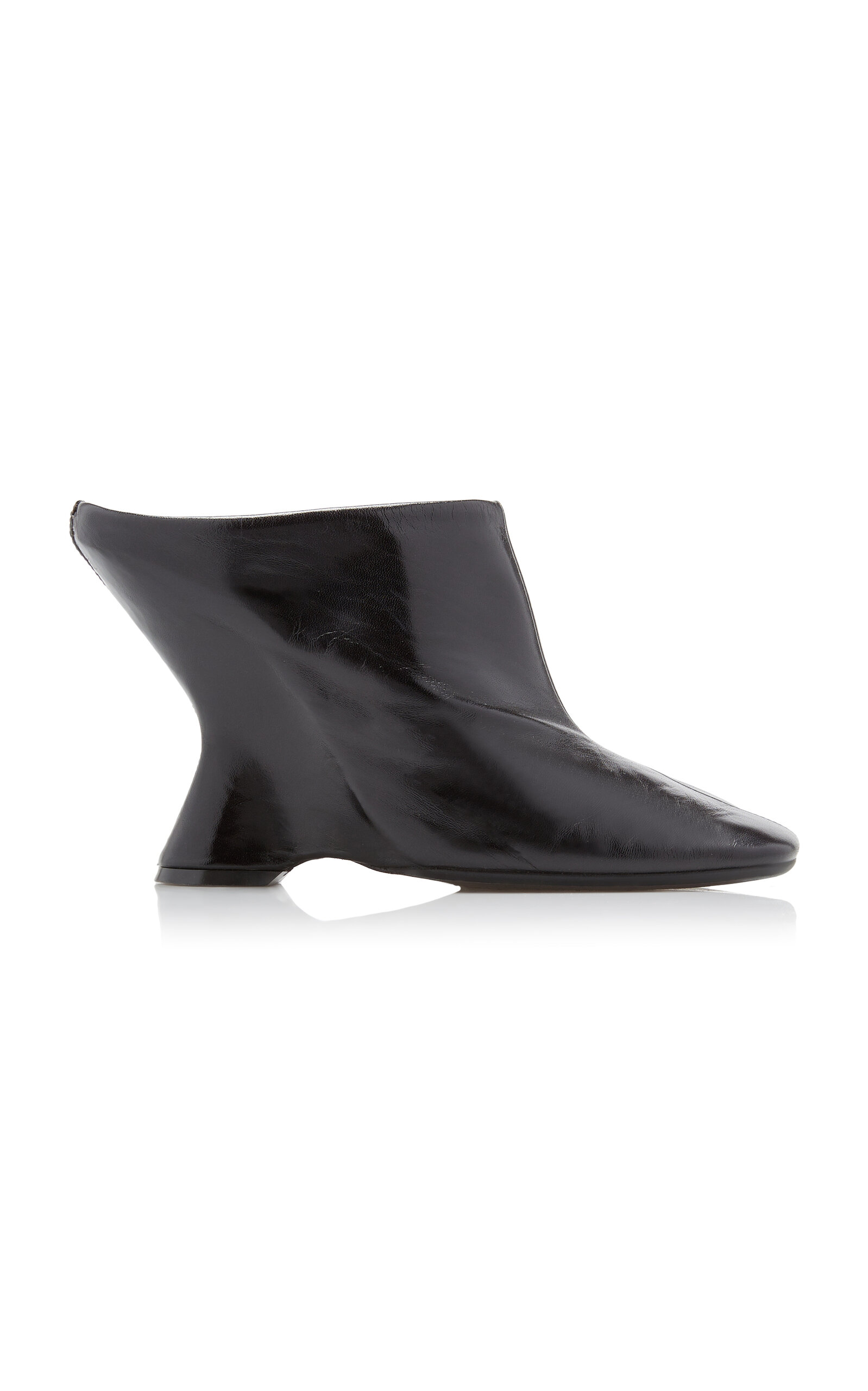 Dries Van Noten Glove Wedge Leather Mules In Black