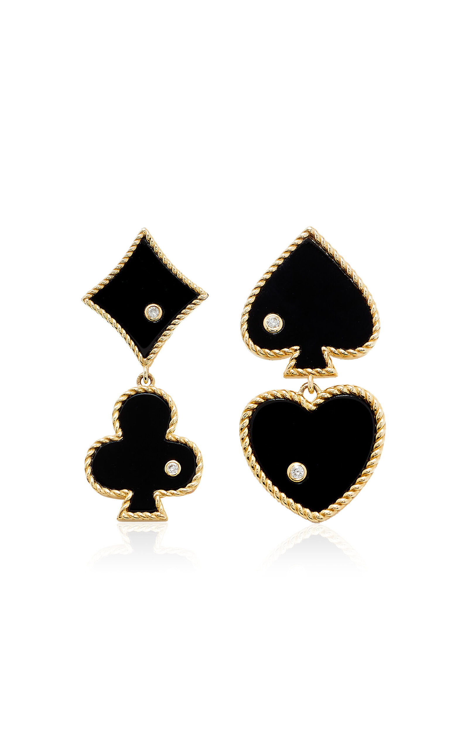 Shop Yvonne Léon 9k Yellow Gold Casino Drop Earrings In Black