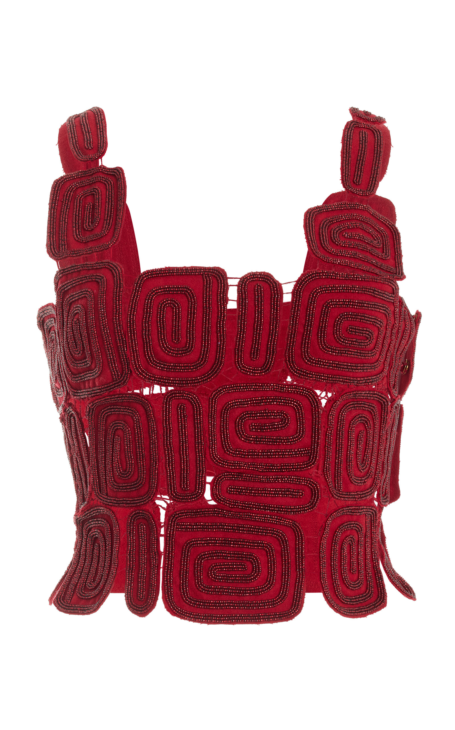 CULT GAIA REIA BEADED WOVEN WOOL-BLEND TOP