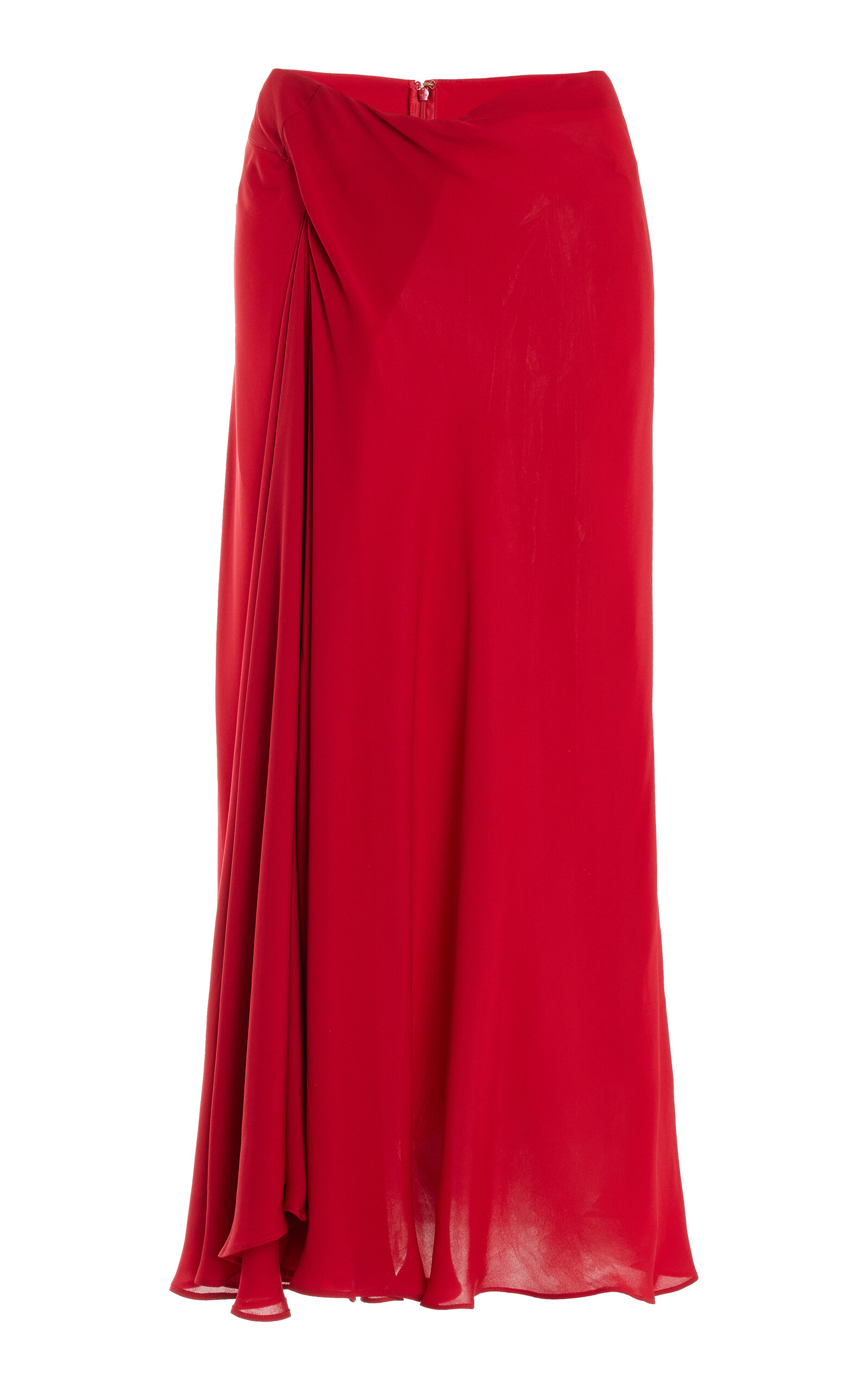 Cult Gaia Shera Twisted Silk Midi Skirt - Burgundy