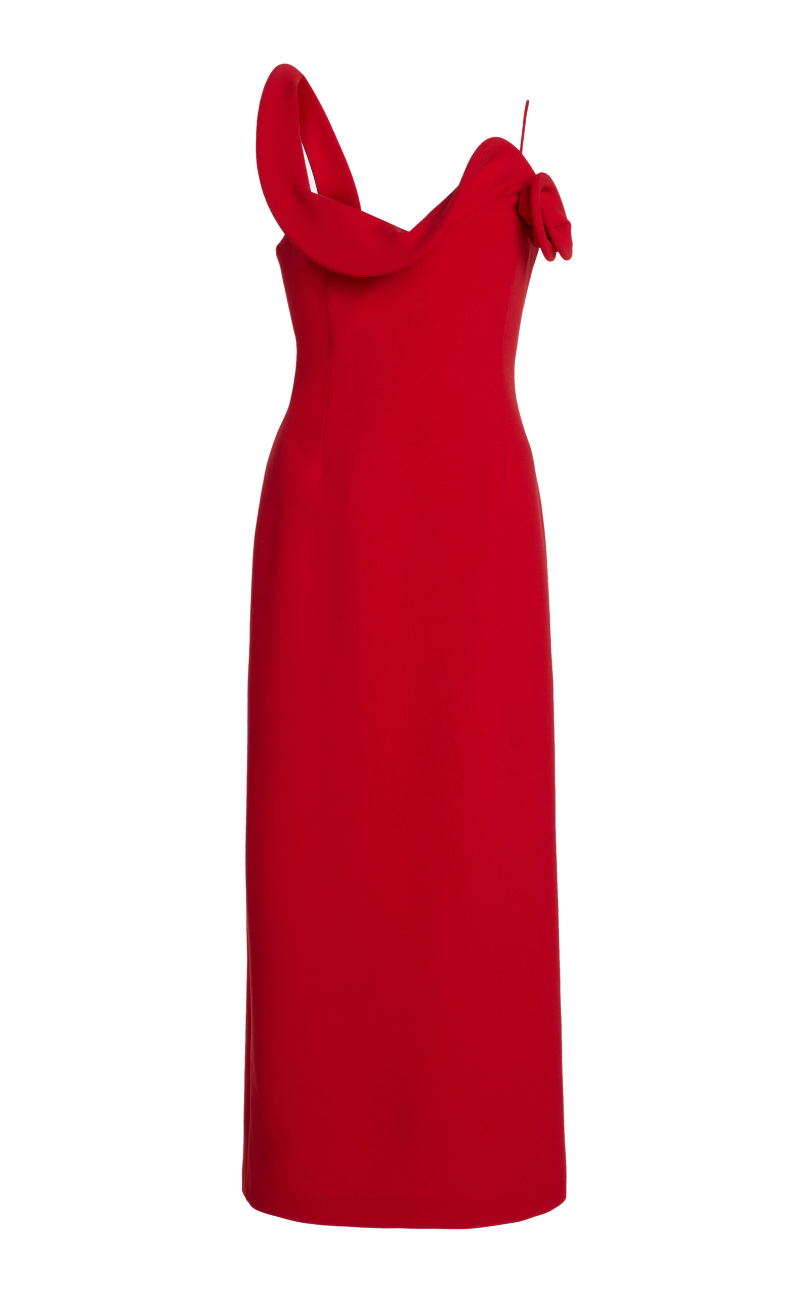 Magda Butrym Rosette-detailed Stretch-wool Midi Dress In Red
