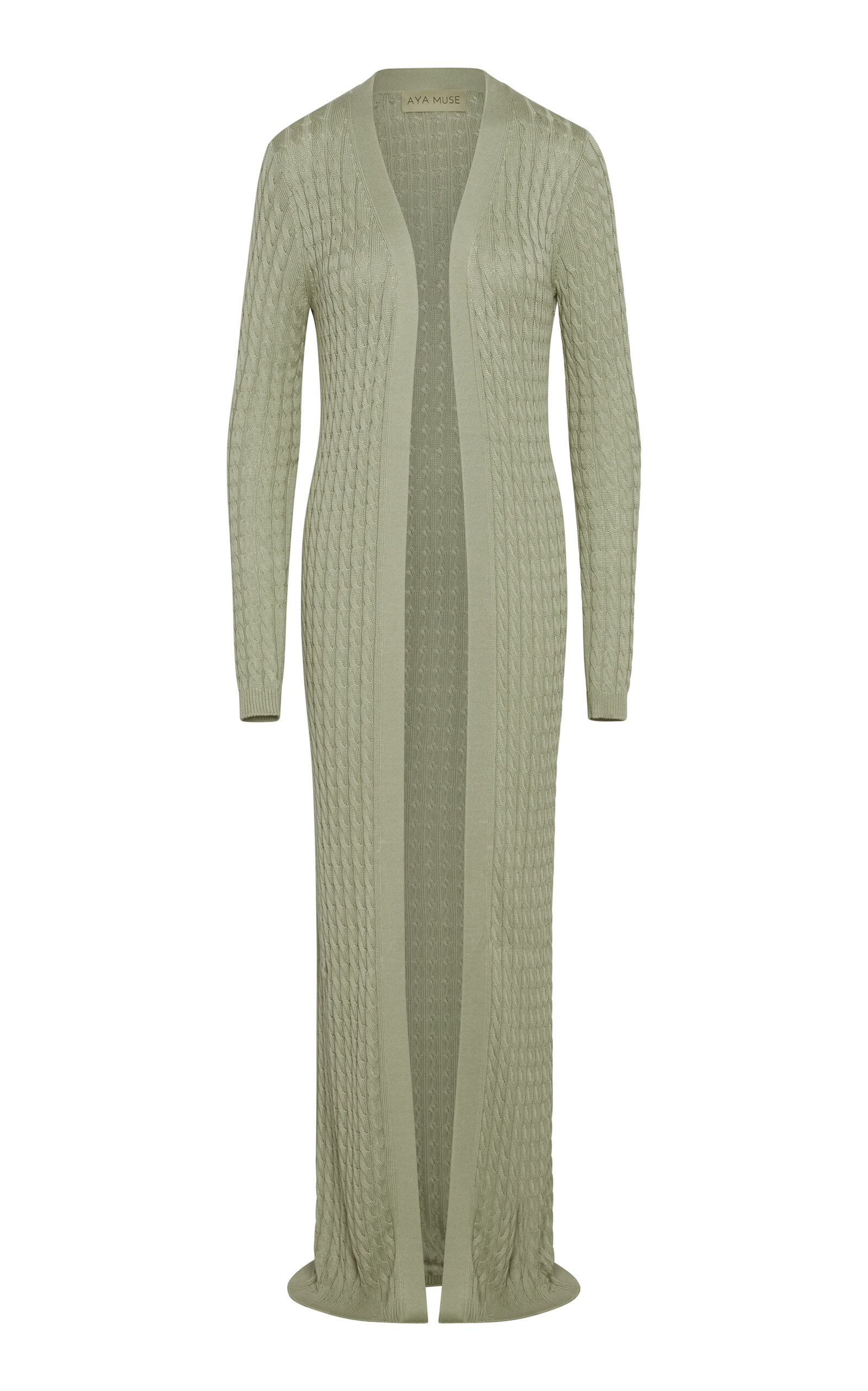 Aya Muse Mira Cable-knit Silk-blend Cardigan In Light Grey
