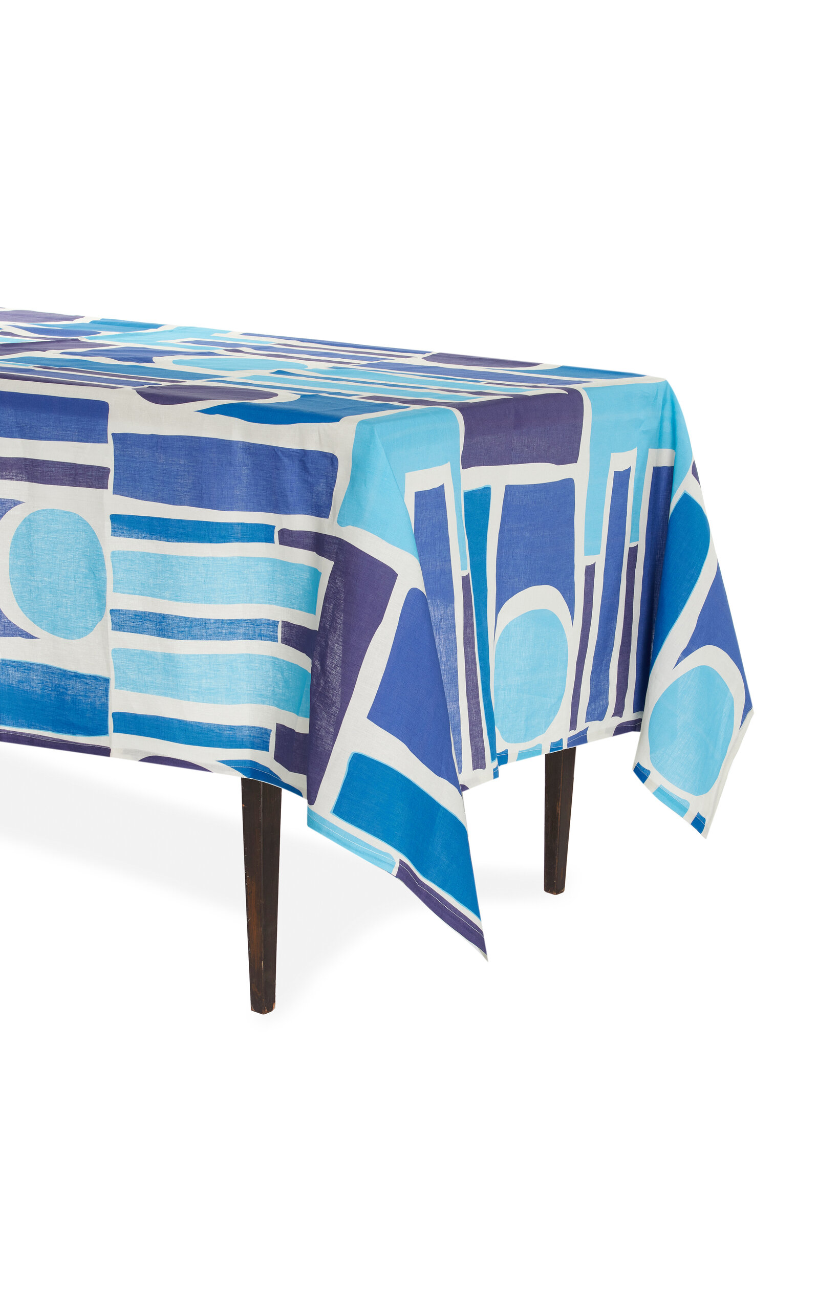 CRINI & SOPHIA Shapes Medium Linen Tablecloth - Blue - Women's Home
