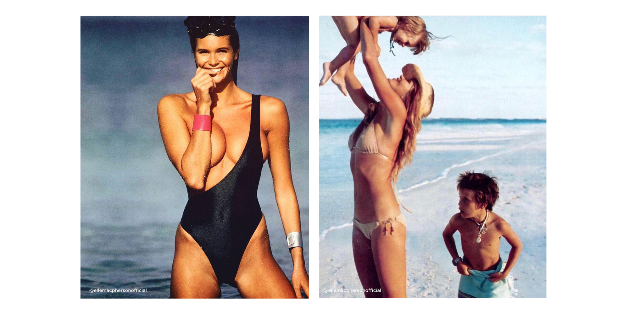 Elle Macpherson bikini body Elle Macpherson children on beach