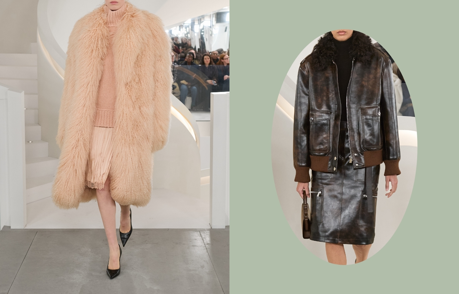 Faux-fur trimmed silk georgette coat